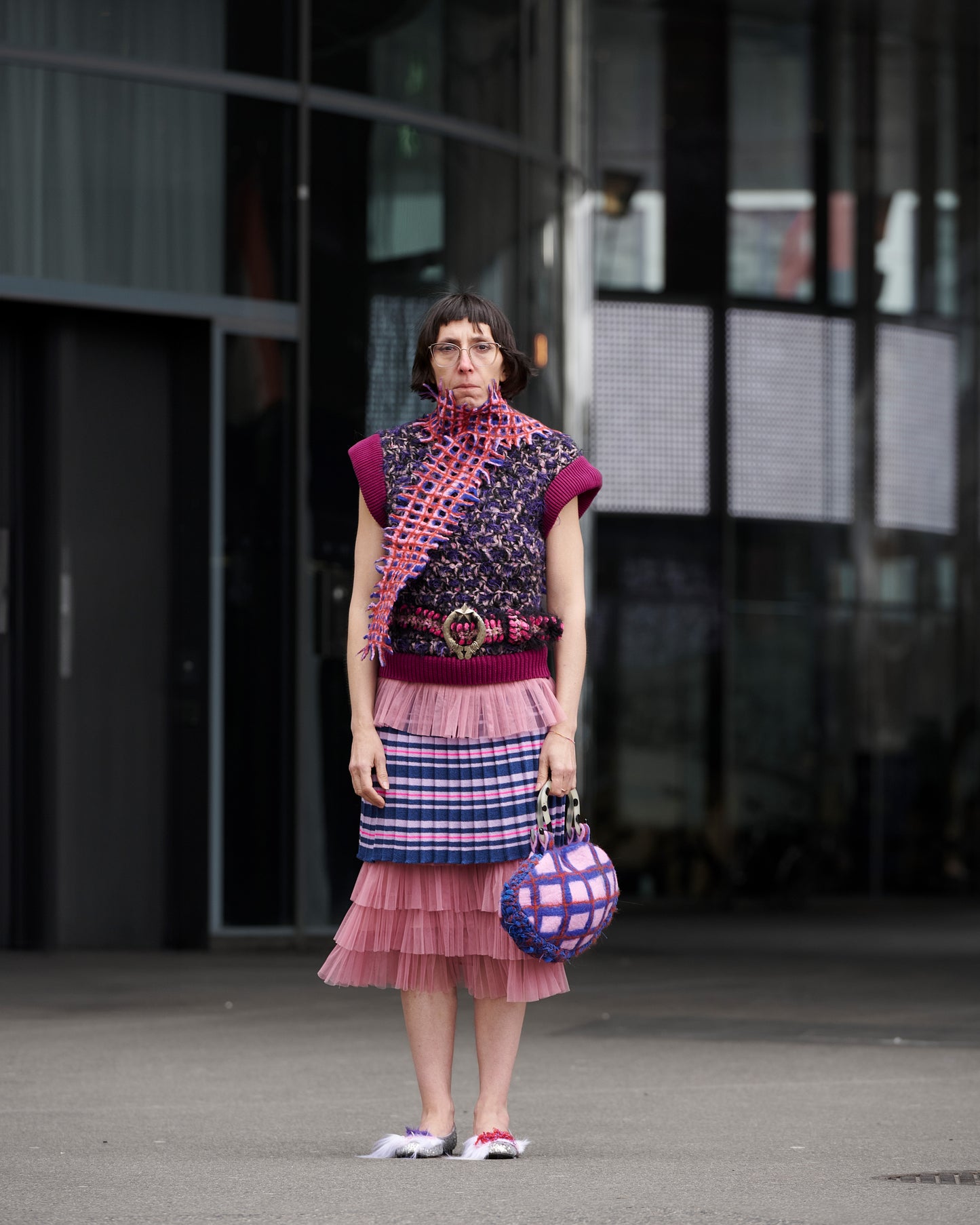 Stripey pleated skirt