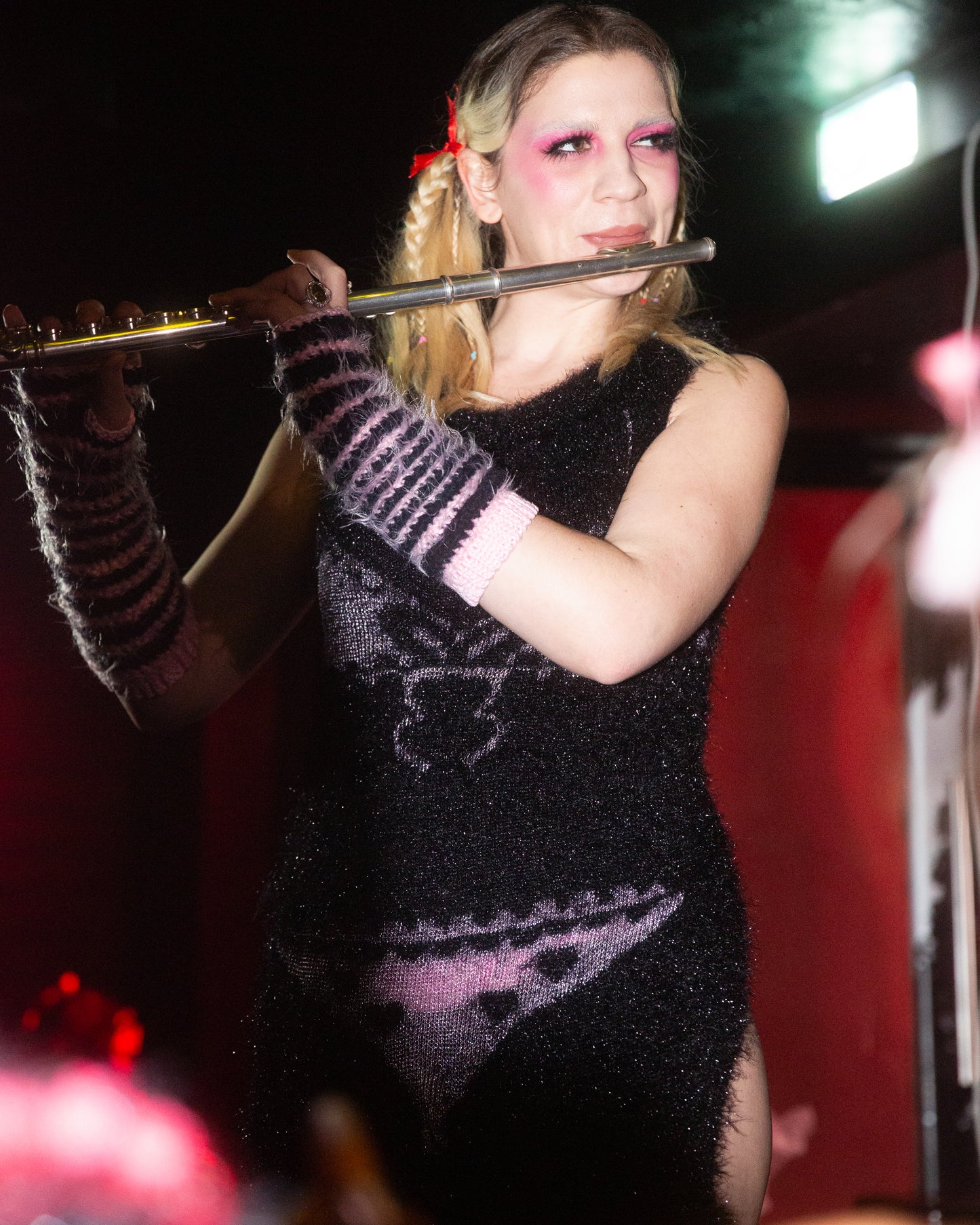 Hairy mittens rose/black