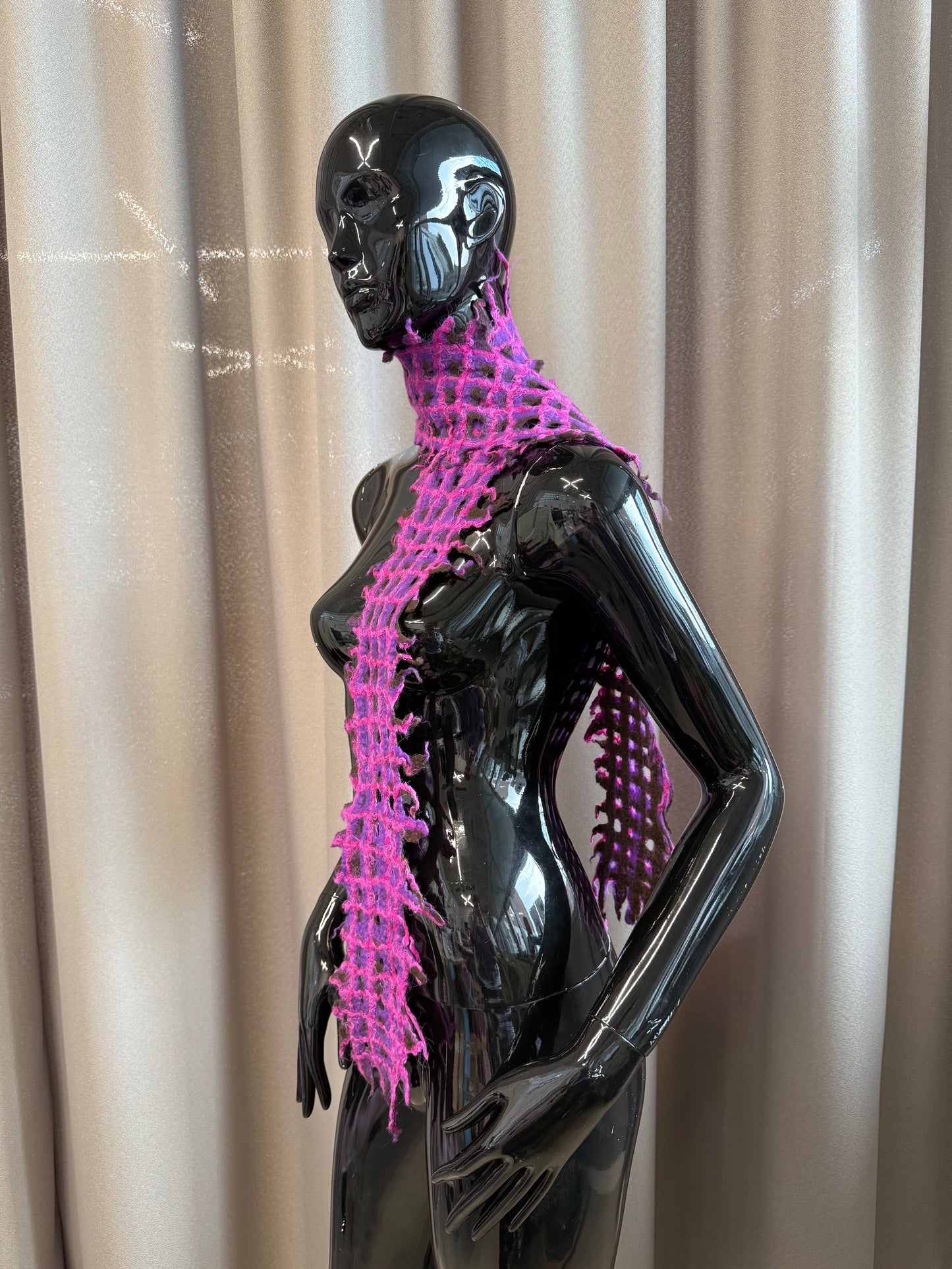 Milena felted scarf brown/pink long