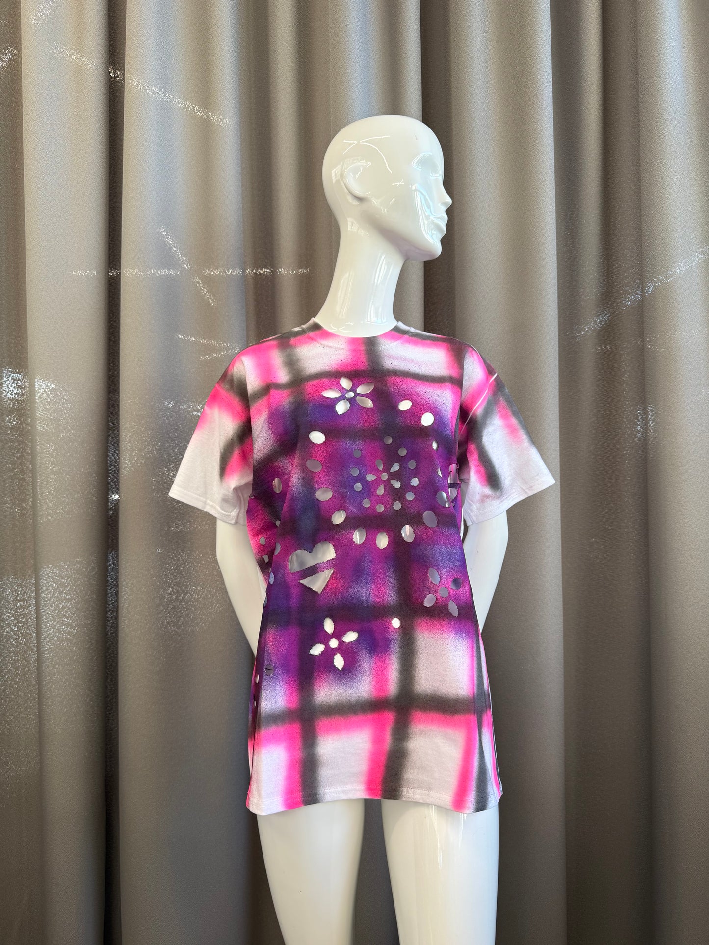 T-Shirt "Pink Ginham + lace"