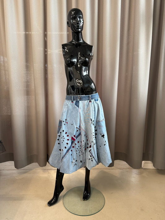 Low-waist balloon jeans skirt