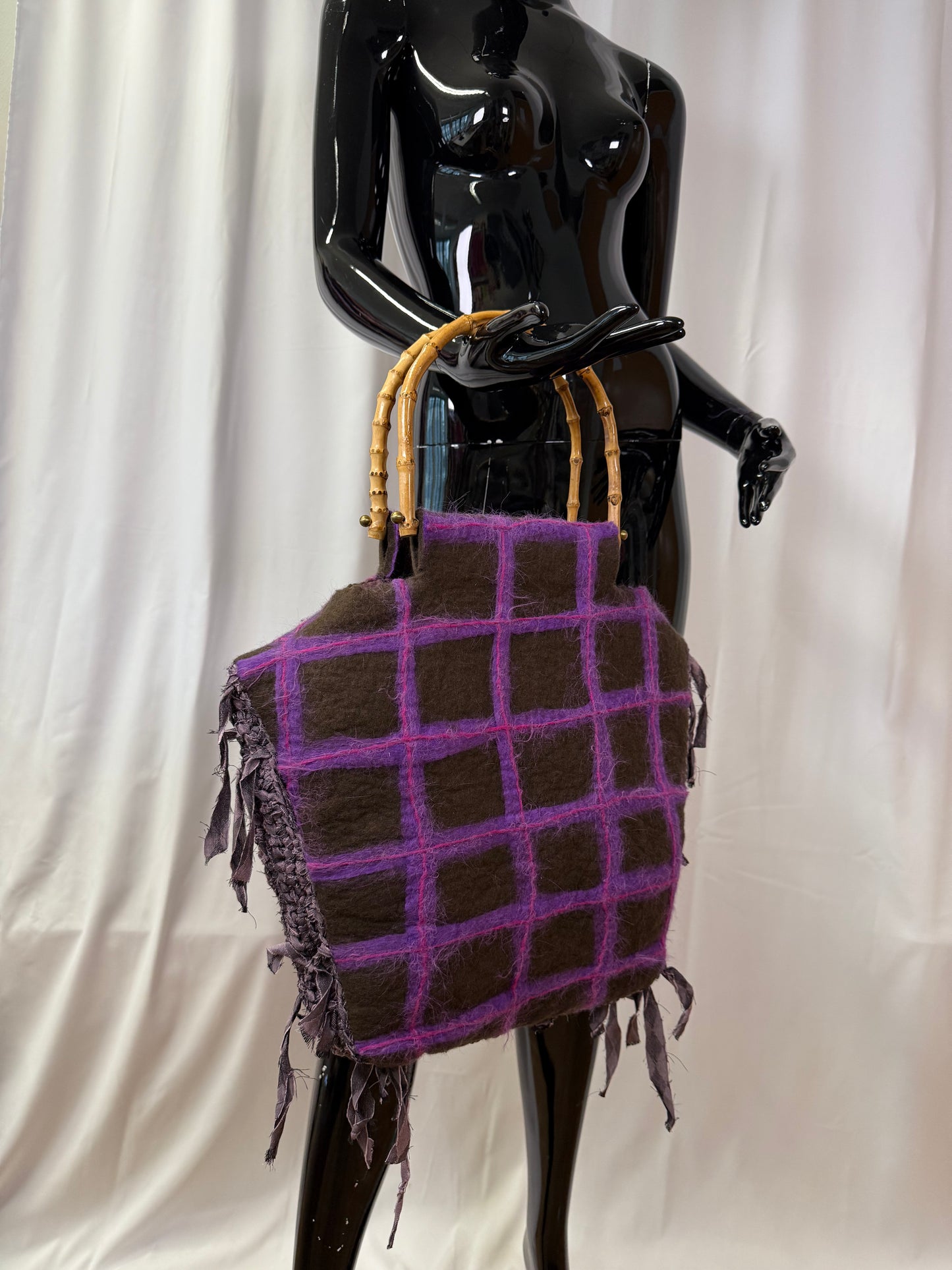 Milena felted shopper bag brown/pink