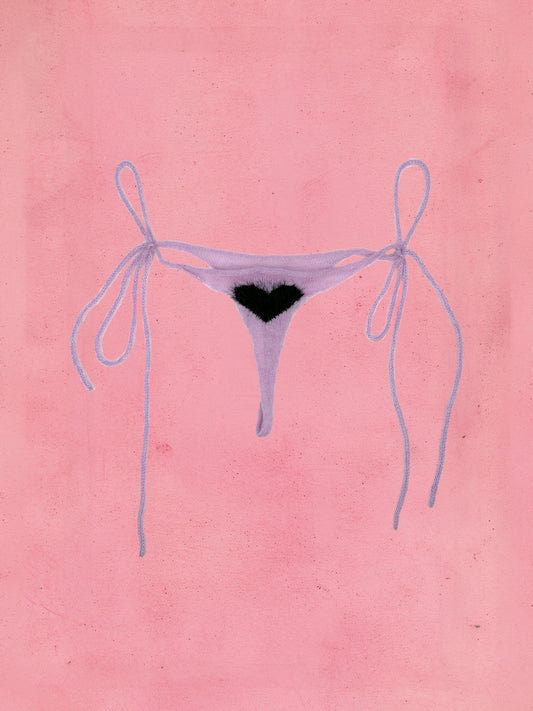 Hairy Heart Tanga Rose/Black
