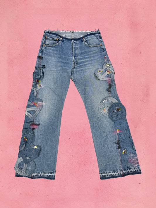 Love Patched Jeans Heart