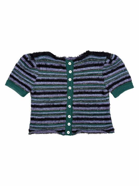 Green/blue deux-piece cardigan