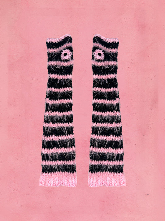Hairy mittens rose/black