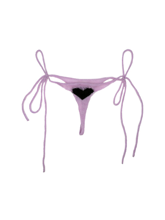 Hairy Heart Tanga Rose/Black