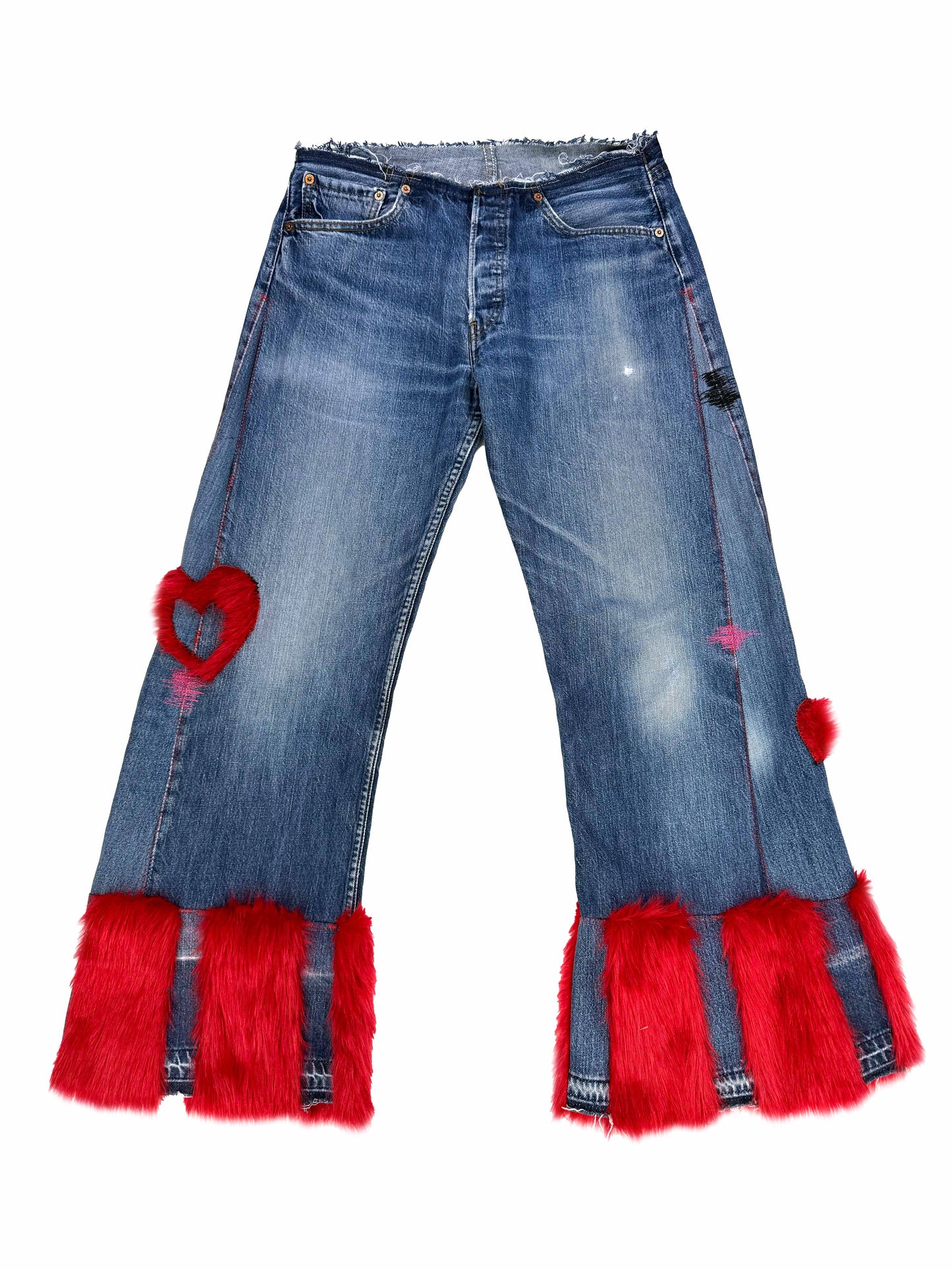 Hairy stripey heart  jeans