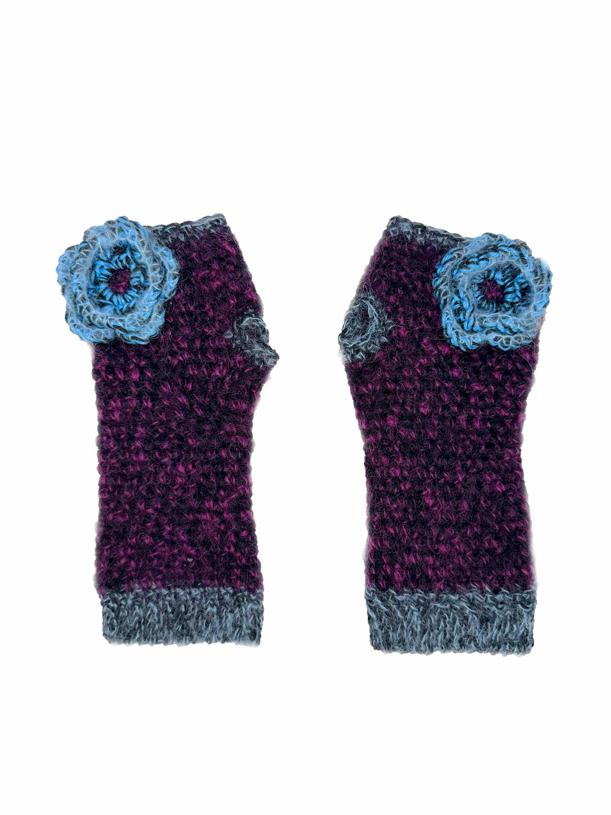 Blue/rose mittens