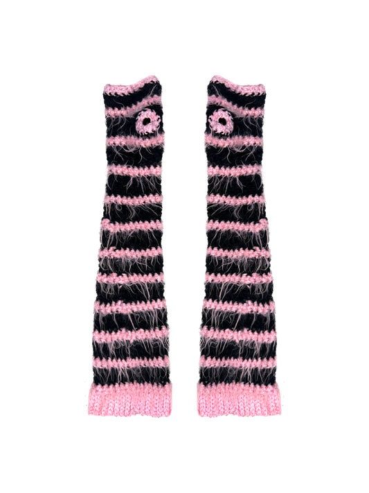 Hairy mittens rose/black