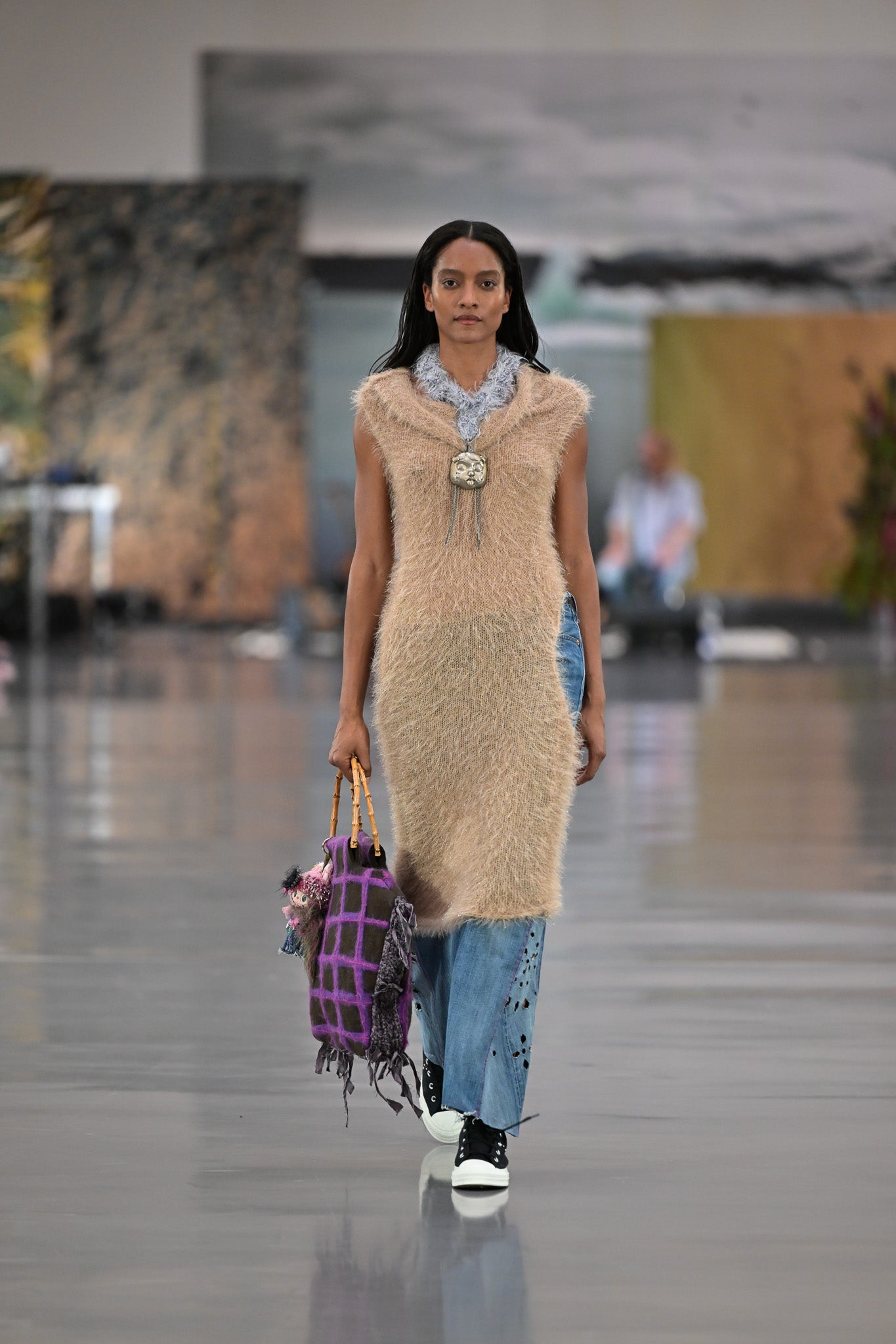 Milena felted shopper bag brown/pink